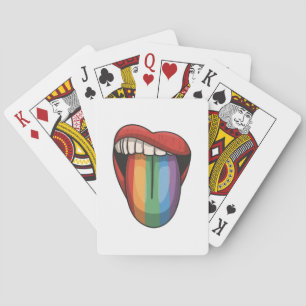 Lips gay pride lgbt rainbow colourful flag playing cards