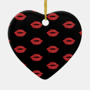 Lips Glitter Kisses Elegant Feminine Girly Makeup Ceramic Tree Decoration