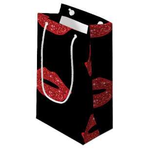 Lips Glitter Kisses Elegant Feminine Girly Makeup Small Gift Bag