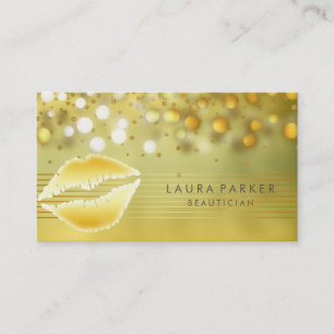 Lips Gold Stripes Makeup Artist Beautician Business Card