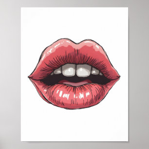 Lips hand drawn poster