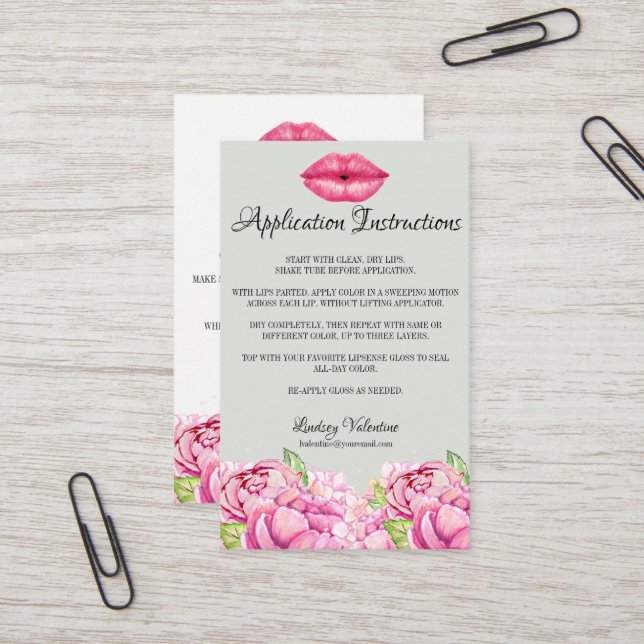 Lips How to Apply and Tips and Tricks Business Card (Front/Back In Situ)