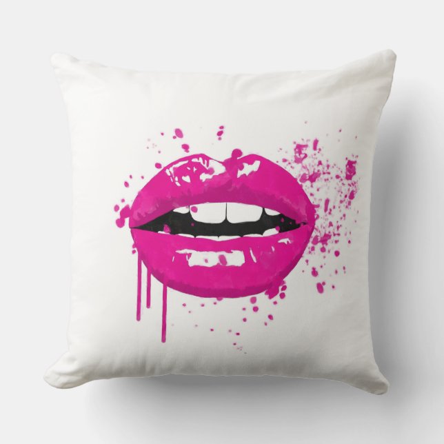 Lips kiss beauty glamour fashion girly pink cushion (Front)
