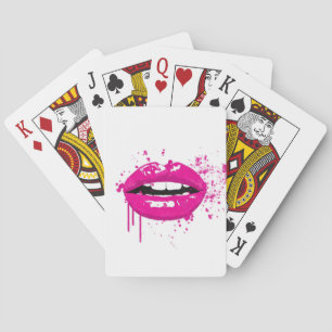 Lips kiss makeup glamour fashion beauty pink playing cards