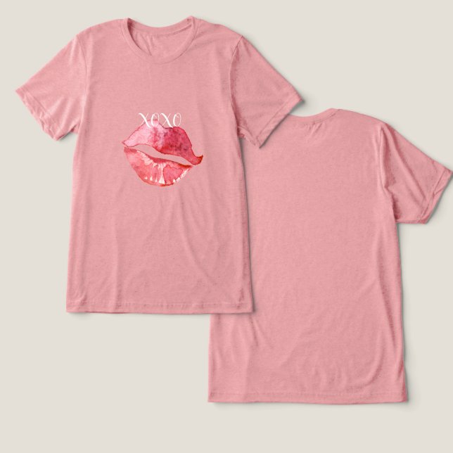 Lips Kiss XOXO Tri-Blend Shirt (Design Front & Back)