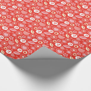Lips, Love & Hearts Valentine's Day Pattern Wrapping Paper