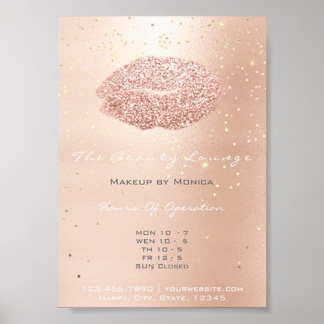 LIps Makeup Artist Glitter Rose Gold Confetti Poster (Front)