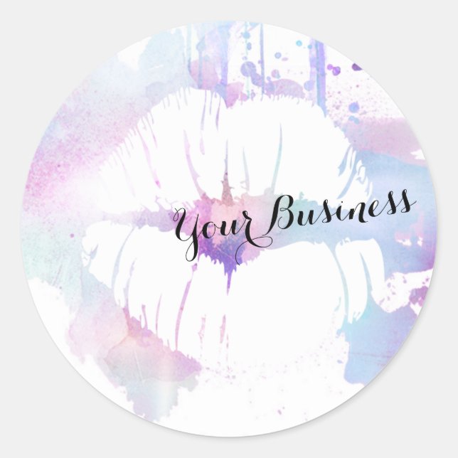 lips makeup artist paint splatter grunge classic round sticker (Front)