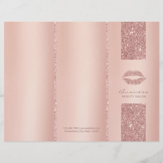 Lips Makeup Artist Rose Gold Tri-Fold Bruchures (Front)