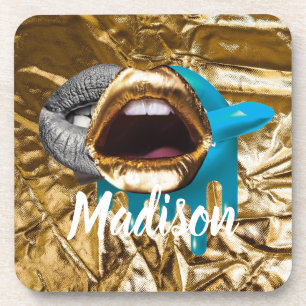 Lips Makeup Beauty Girls Gift Custom Personalized Coaster