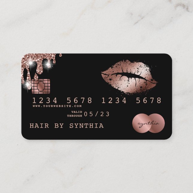 Lips makeup lipstick Credit Card Styled Rose Gold (Front)