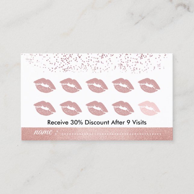 Lips Makeup Salon Punch Loyalty Business Card (Front)