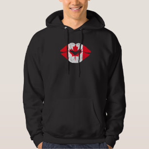 Lips & Maple Leaf Canadian Flag Happy Canada Day W Hoodie
