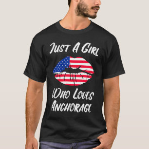 Lips Mouth Love American Flag Anchorage T-Shirt