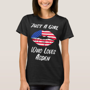 Lips Mouth Love American Flag Aspen T-Shirt