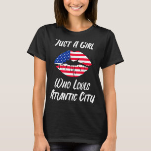 Lips Mouth Love American Flag Atlantic City T-Shirt