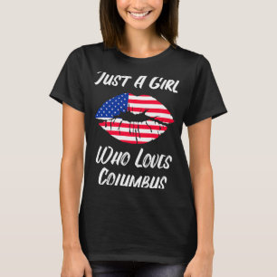 Lips Mouth Love American Flag Columbus T-Shirt