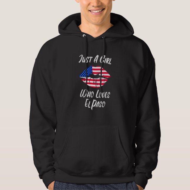 Lips Mouth Love American Flag El Paso Hoodie (Front)