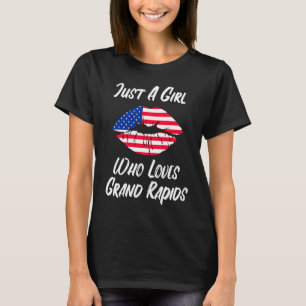 Lips Mouth Love American Flag Grand Rapids T-Shirt