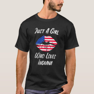 Lips Mouth Love American Flag Indiana T-Shirt