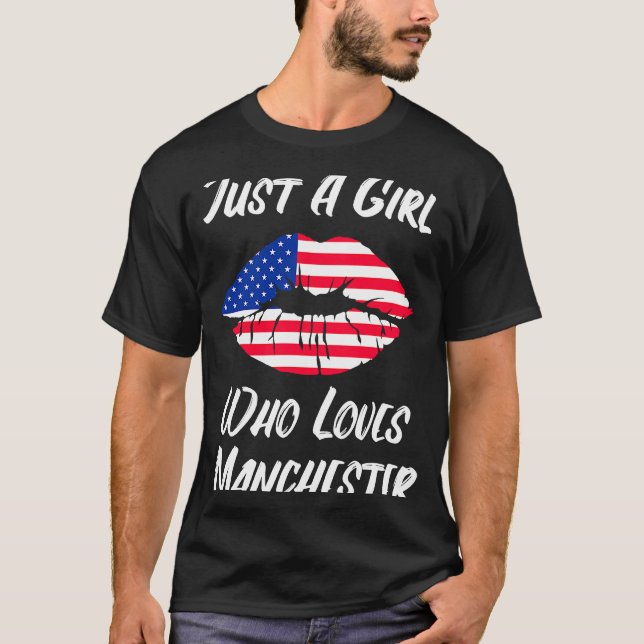 Lips Mouth Love American Flag Manchester T-Shirt (Front)