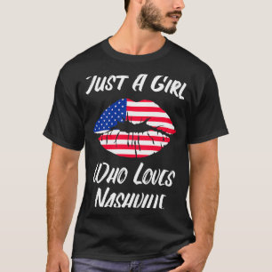 Lips Mouth Love American Flag Nashville T-Shirt
