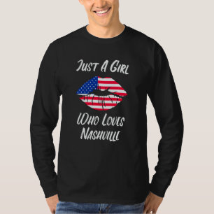 Lips Mouth Love American Flag Nashville T-Shirt