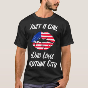 Lips Mouth Love American Flag Neptune City T-Shirt