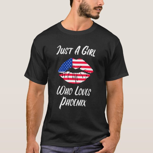 Lips Mouth Love American Flag Phoenix T-Shirt (Front)