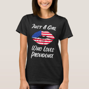 Lips Mouth Love American Flag Providence T-Shirt