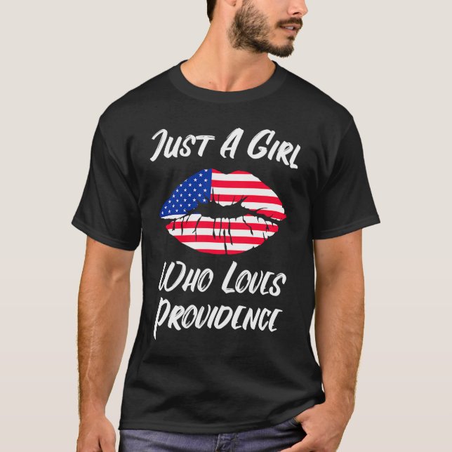 Lips Mouth Love American Flag Providence T-Shirt (Front)