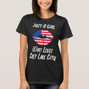 Lips Mouth Love American Flag Salt Lake City T-Shirt