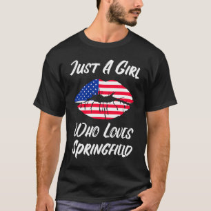 Lips Mouth Love American Flag Springfield T-Shirt