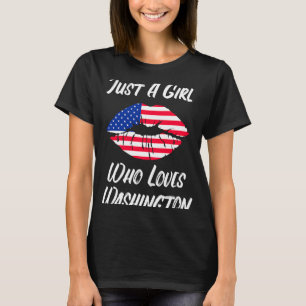 Lips Mouth Love American Flag Washington T-Shirt