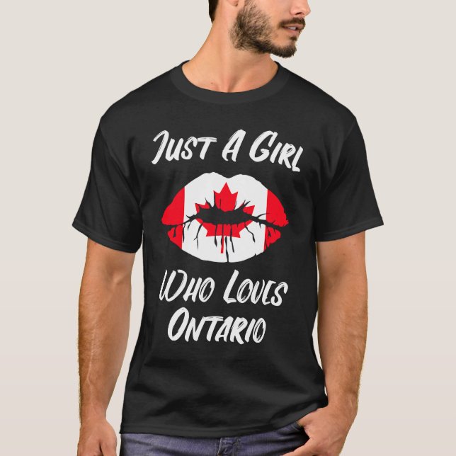 Lips Mouth Love Canadian Flag Ontario T-Shirt (Front)