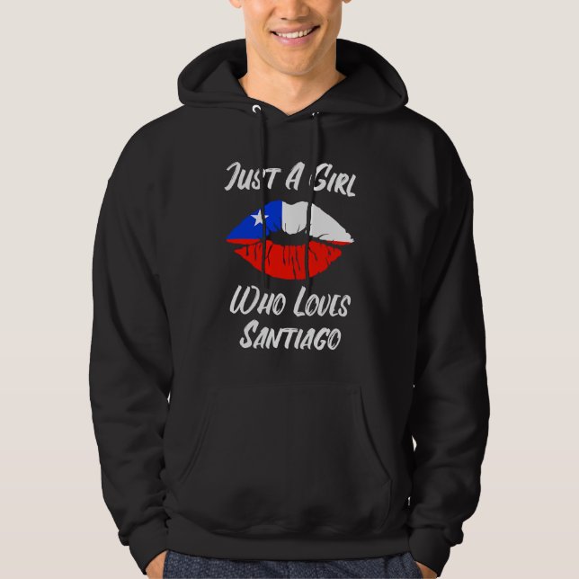 Lips Mouth Love Chile Flag Santiago De Chile Hoodie (Front)