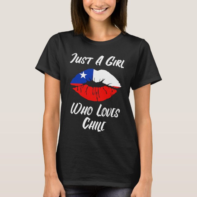 Lips Mouth Love Chillean Flag Chile T-Shirt (Front)