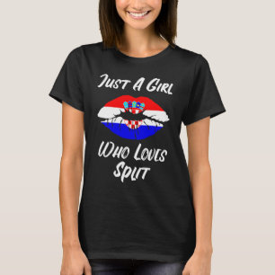 Lips Mouth Love Croatia Flag Split T-Shirt