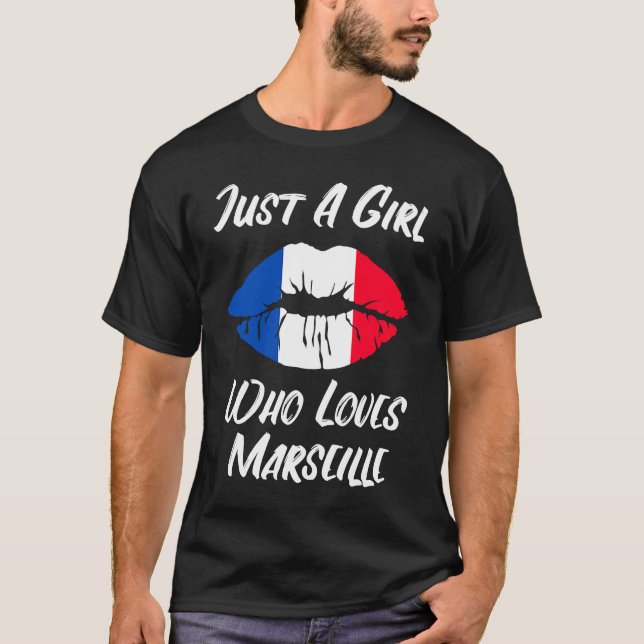 Lips Mouth Love French Flag Marseille T-Shirt (Front)