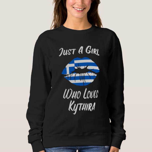 Lips Mouth Love Greek Flag Kythira Sweatshirt (Front)