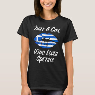 Lips Mouth Love Greek Flag Spetses T-Shirt