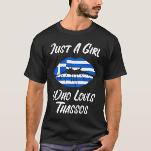 Lips Mouth Love Greek Flag Thassos T-Shirt