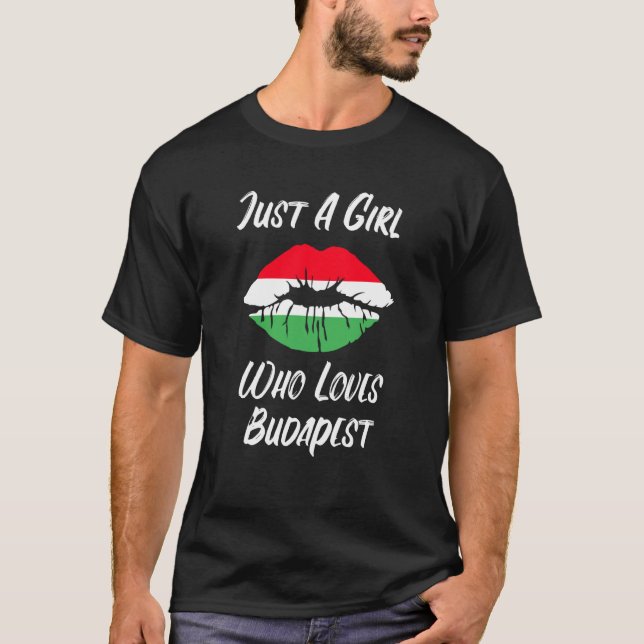 Lips Mouth Love Hungarian Flag Budapest T-Shirt (Front)