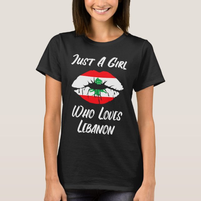 Lips Mouth Love Lebanese Flag T-Shirt (Front)