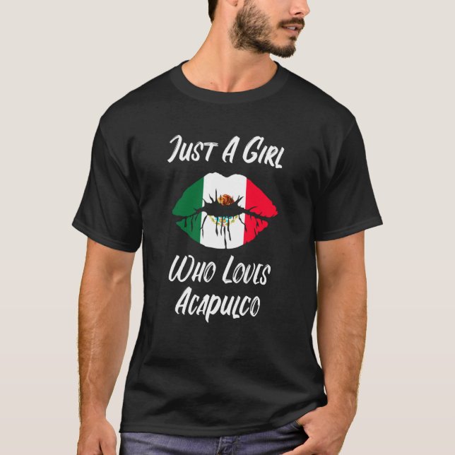 Lips Mouth Love Mexican Flag Acapulco T-Shirt (Front)