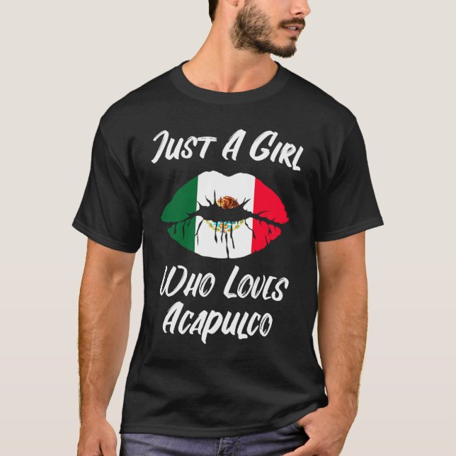 Lips Mouth Love Mexican Flag Acapulco T-Shirt (Front)