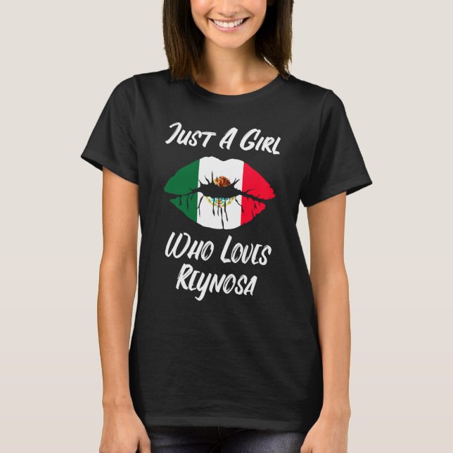 Lips Mouth Love Mexican Flag Reynosa T-Shirt (Front)