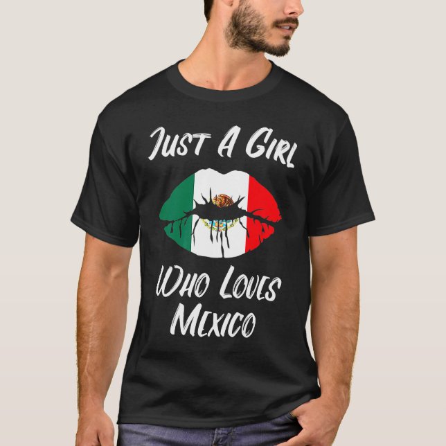 Lips Mouth Love Mexican Flag T-Shirt (Front)