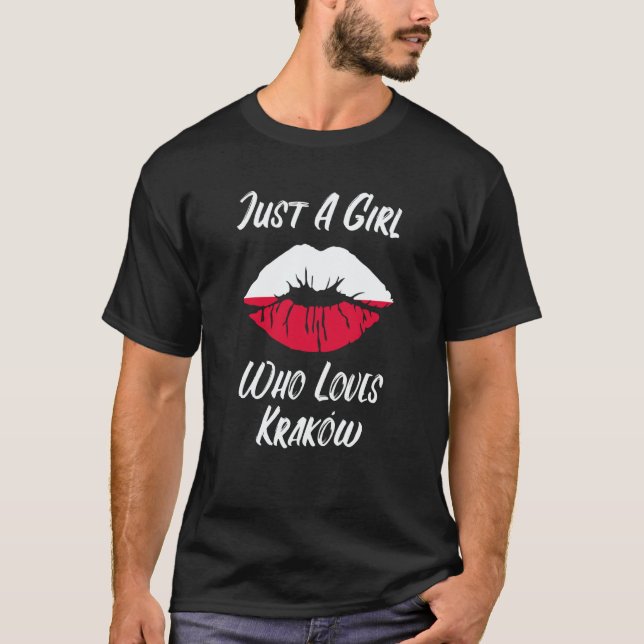 Lips Mouth Love Polish Flag Krakow T-Shirt (Front)