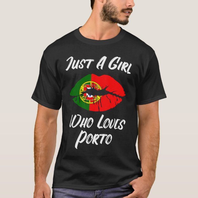 Lips Mouth Love Portuguese Flag Porto T-Shirt (Front)